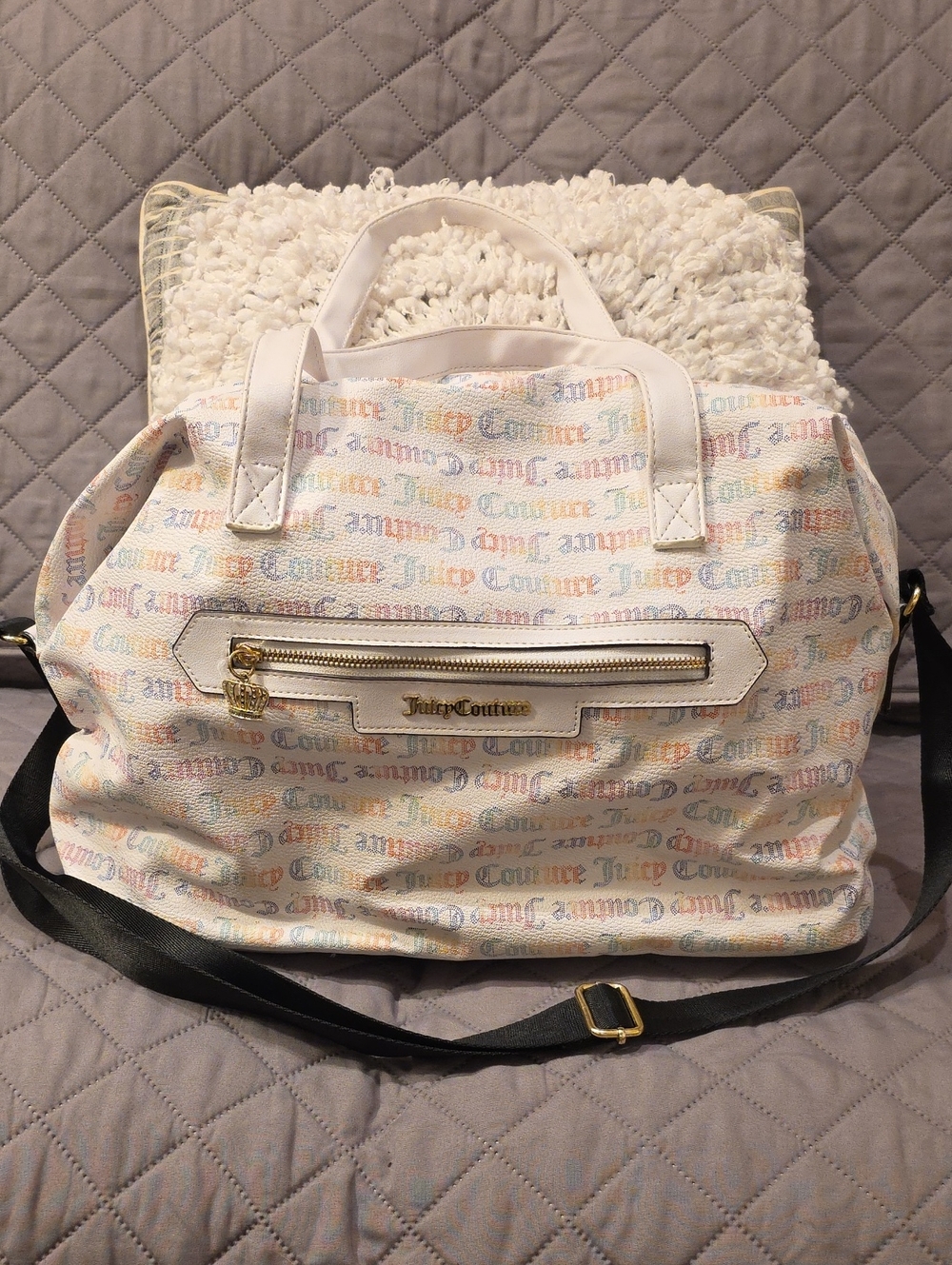 Juicy Couture "Rainbow Word Play" Logo Print Weekender Bag